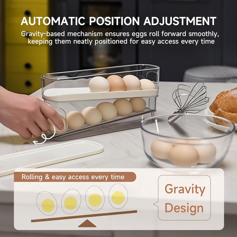 Virmate Rolling Egg Holder for Fridge, Egg Dispenser for Refrigerator, Automatic Rolling Storage Container for Countertop, Kitchen & Outdoor Use (3.35"x3.74"x11.02") 1 Pack - Image 5
